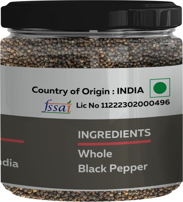 Nirvana Whole Black Peppercorns (Kali Mirch), Coorg, 130g